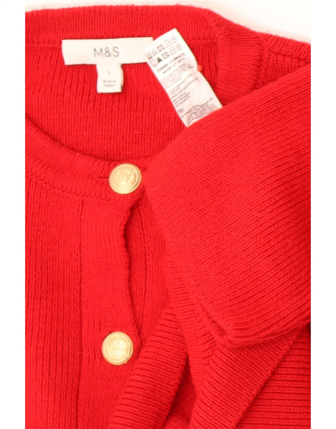 Marks & Spencer Kvinder Oversized Cardigan Sweater UK 16 Stor Rød Akryl