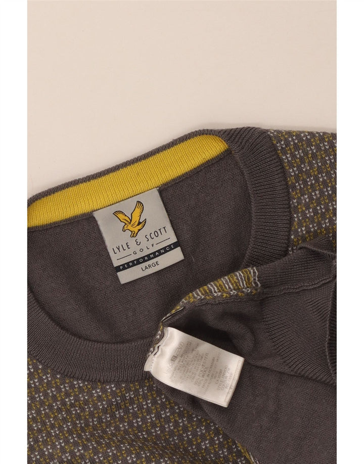Lyle & Scott Dame sweater med rund hals DK 14 Stor Grå Geometrisk