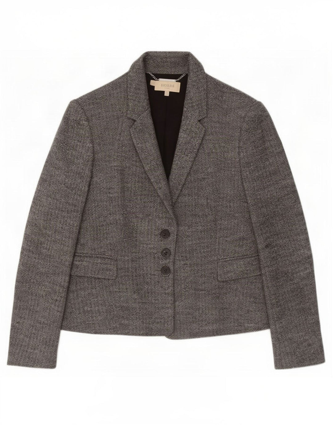 Hobbs Dame 3 Button Blazer Jacket UK 14 Large Grey Herringbone