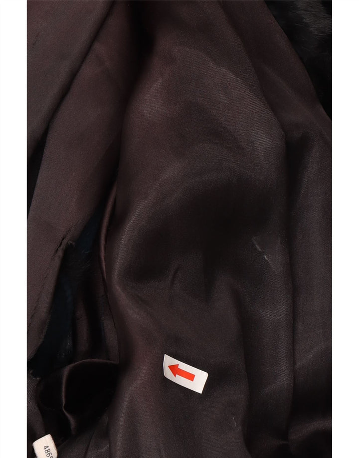 Vintage Dame Pelsjakke EU 48 2XL Sort Ægte Pels