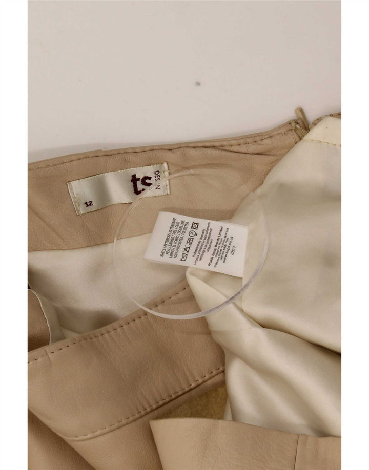 Vintage lædernederdel til kvinder UK 12 Medium W28 Beige
