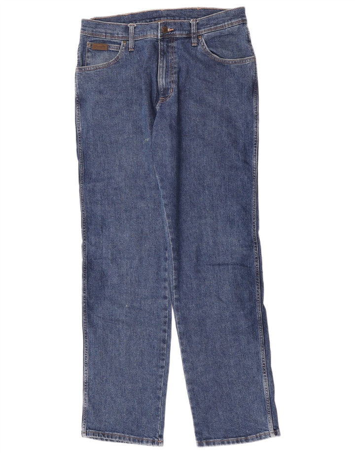 Wrangler Herre Regular Fit Straight Jeans W33 L34 Blå Bomuld