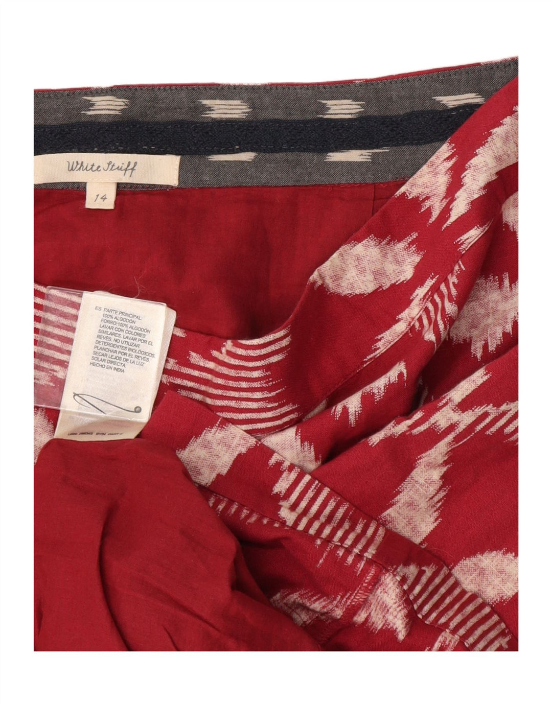 White Stuff Dame Mini-nederdel UK 14 Large W34 Burgundy Floral Cotton