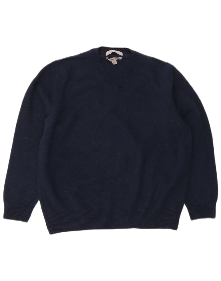 MARKS & SPENCER Womens V-Neck Jumper Sweater UK 18 XL Navy Blue Wool