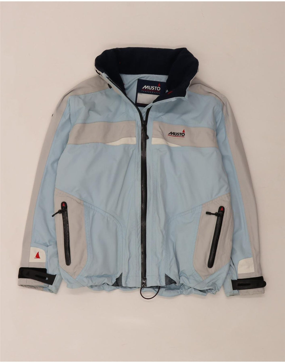 Musto Dame Hætte Oversized regnjakke UK 10 Small Blue Colourblock