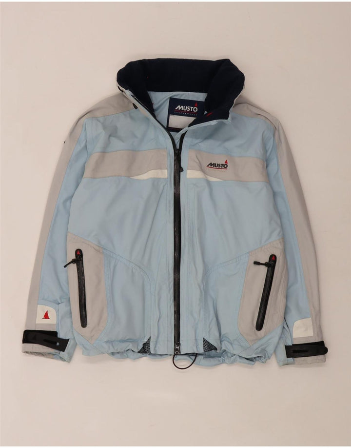 Musto Dame Hætte Oversized regnjakke UK 10 Small Blue Colourblock