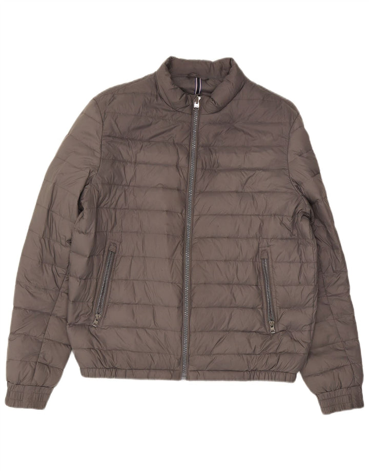 Tommy Hilfiger Herre Polstret Jakke UK 40 Stor Grå Nylon