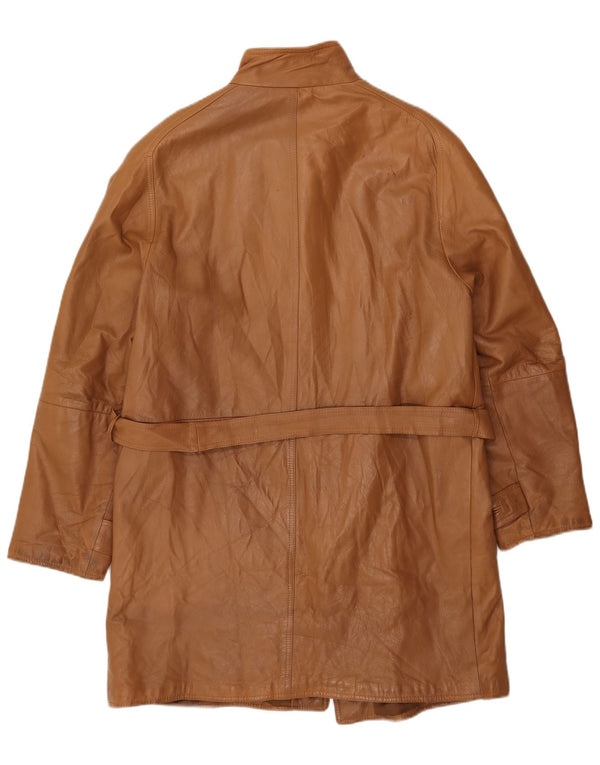Vintage Mens Leather Coat IT 52 XL Brown Leather