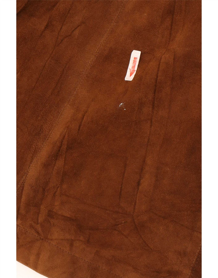 Vintage Kvinders Longline 1-Knaps Ruskinds Blazerjakke UK 10 Small Brun