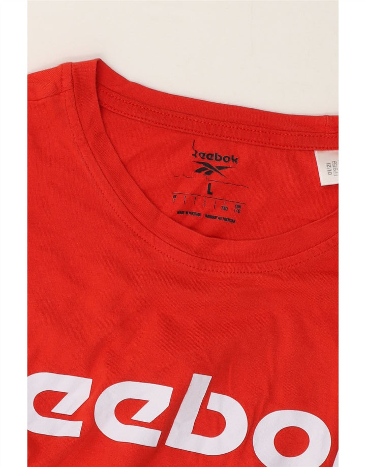 Reebok Herre Grafisk T-Shirt Top Stor Rød Bomuld