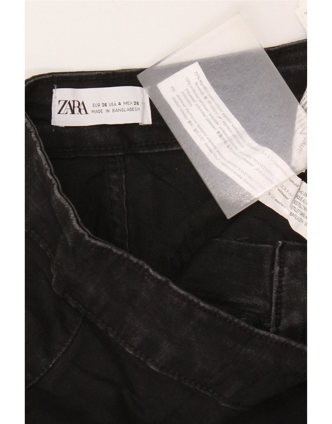 Zara Dame Flared Jeans EU 36 XS W26 L30 Sort Bomuld