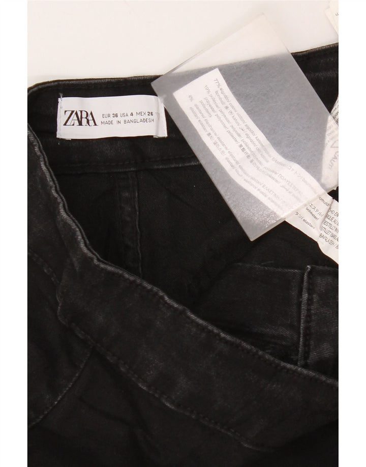 Zara Dame Flared Jeans EU 36 XS W26 L30 Sort Bomuld