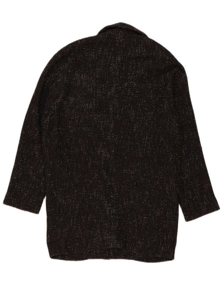 Zara Dame Oversized Dobbeltradet Frakke UK 6 XS Sort Polyester