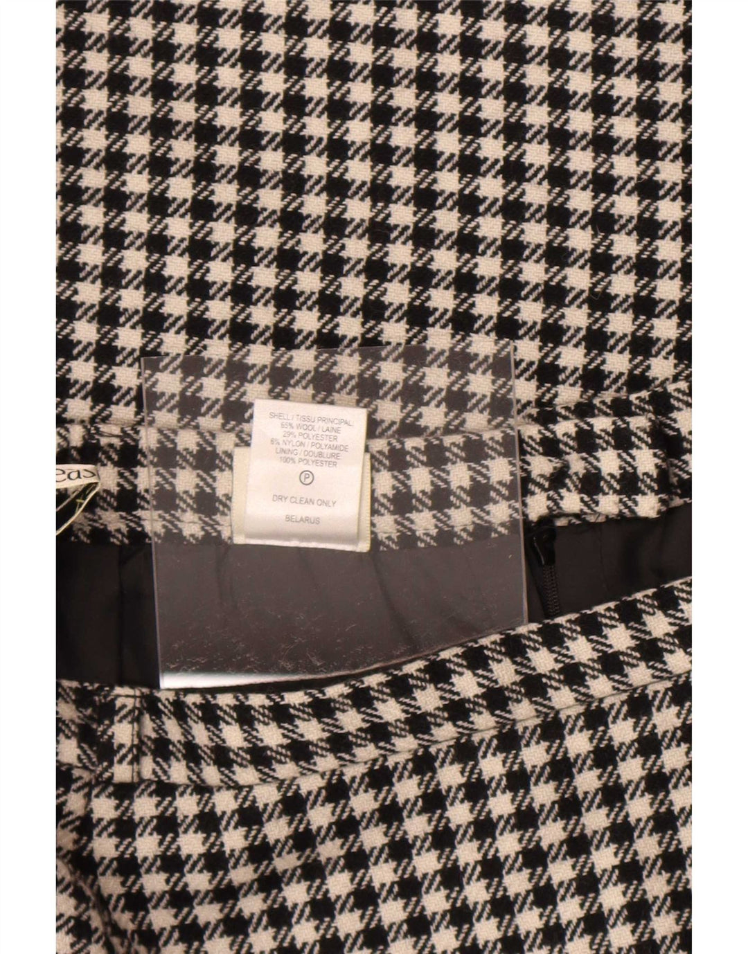 Eastex Dame Midi Nederdel UK 14 Medium W30 Sort Houndstooth Uld