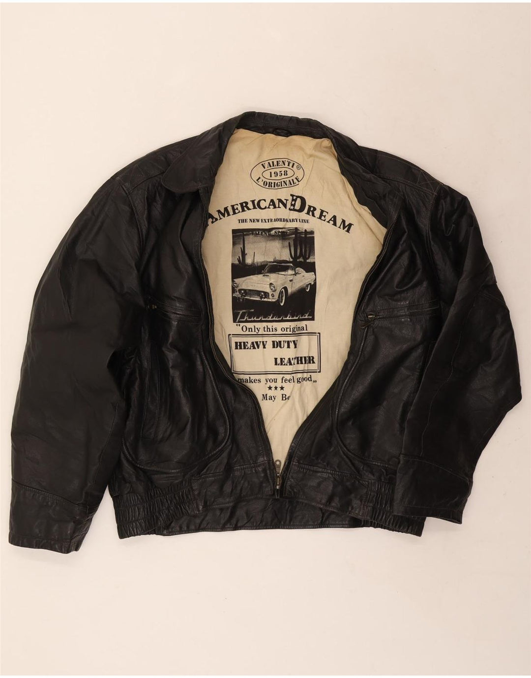 Vintage herre læderjakke IT 56 3XL Sort