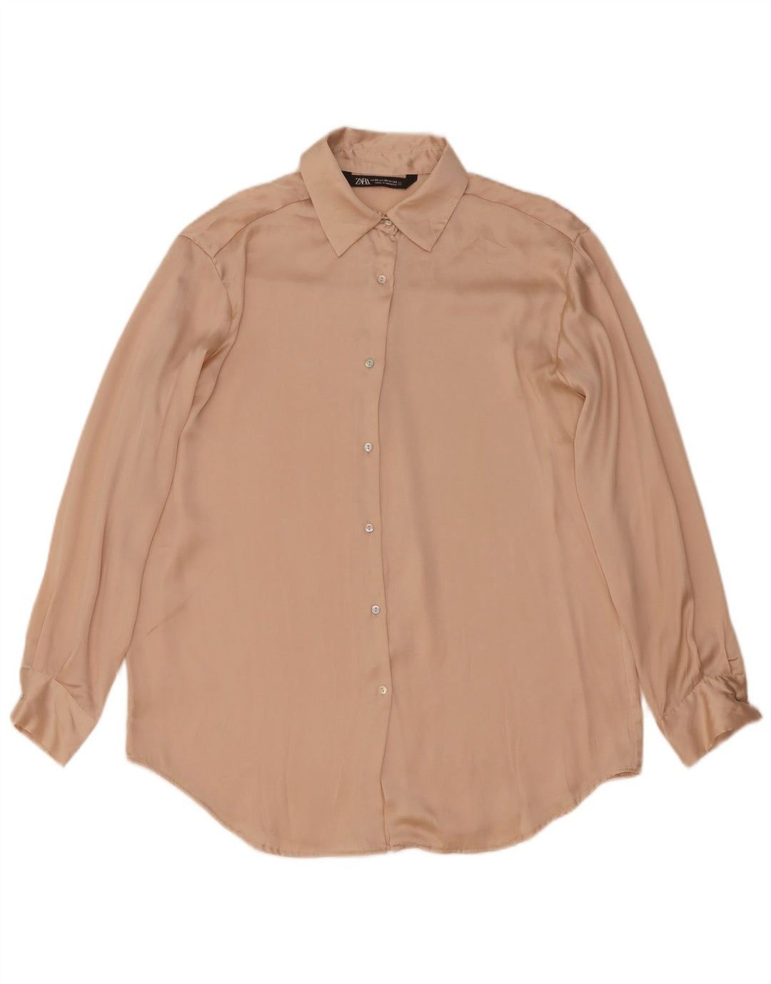 Zara Oversized skjortebluse til kvinder UK 6 XS Beige