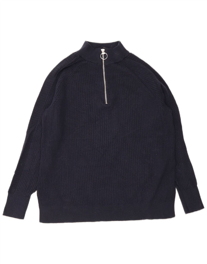 Marks & Spencer Dame sweater med lynlås-hals UK 14 Medium Navy Blue