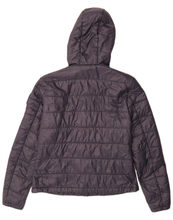 Replay Dame Hooded Polstret Jakke UK 12 Medium Navy Blue Polyamide