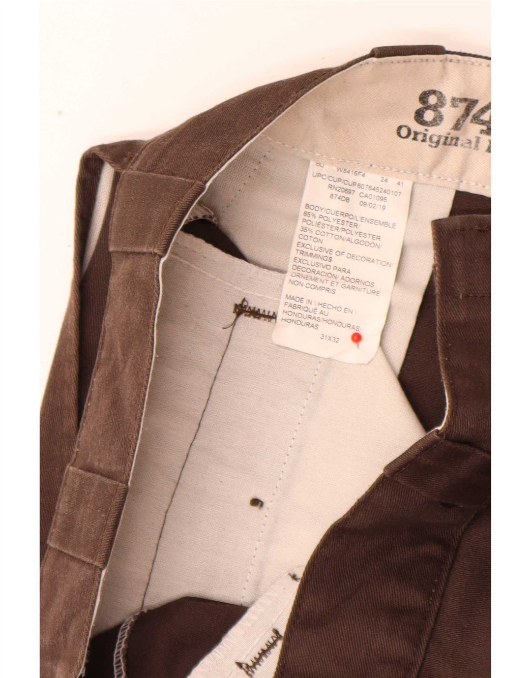 Dickies Herre 874 Lige Chinobukser W31 L32 Brun Polyester