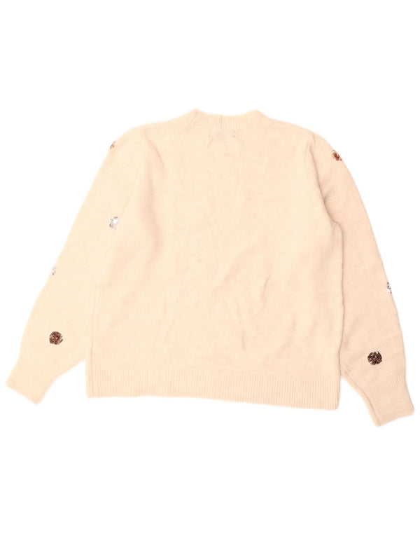 MARKS & SPENCER Dame sweater med rund hals DK 14 Medium Off White