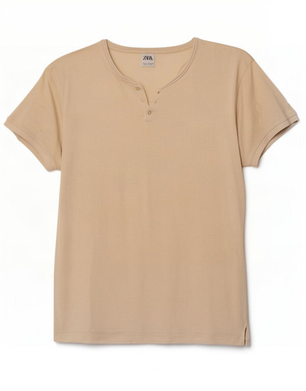 Zara Herre T-Shirt Top Medium Beige