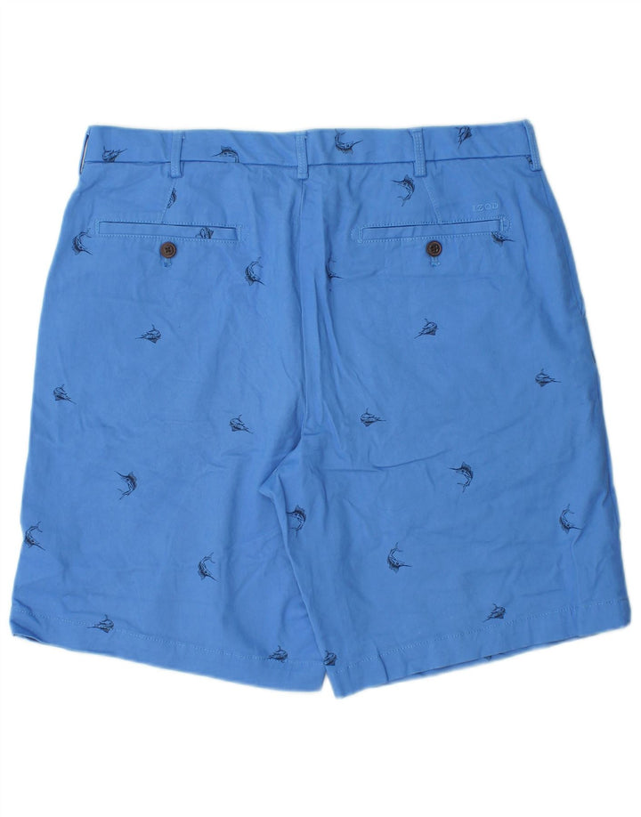 IZOD Saltvand Chino-shorts til mænd W34 Stor blå plettet bomuld