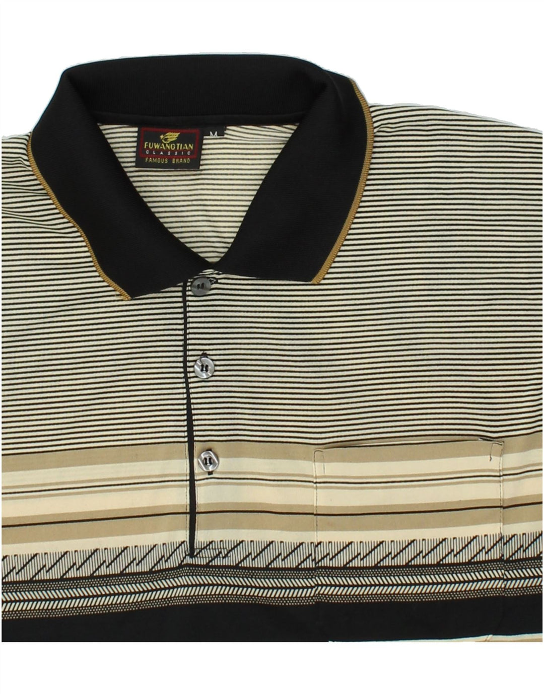 VINTAGE Poloshirt til mænd mellemgrå stribet polyester