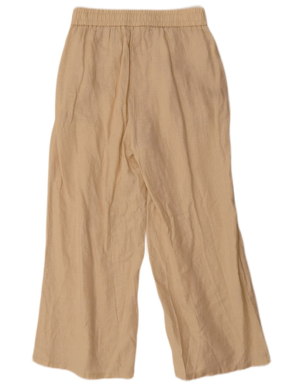 Benetton Womens Vide Ben Cropped Trousers XS W25 L25 Beige Linen