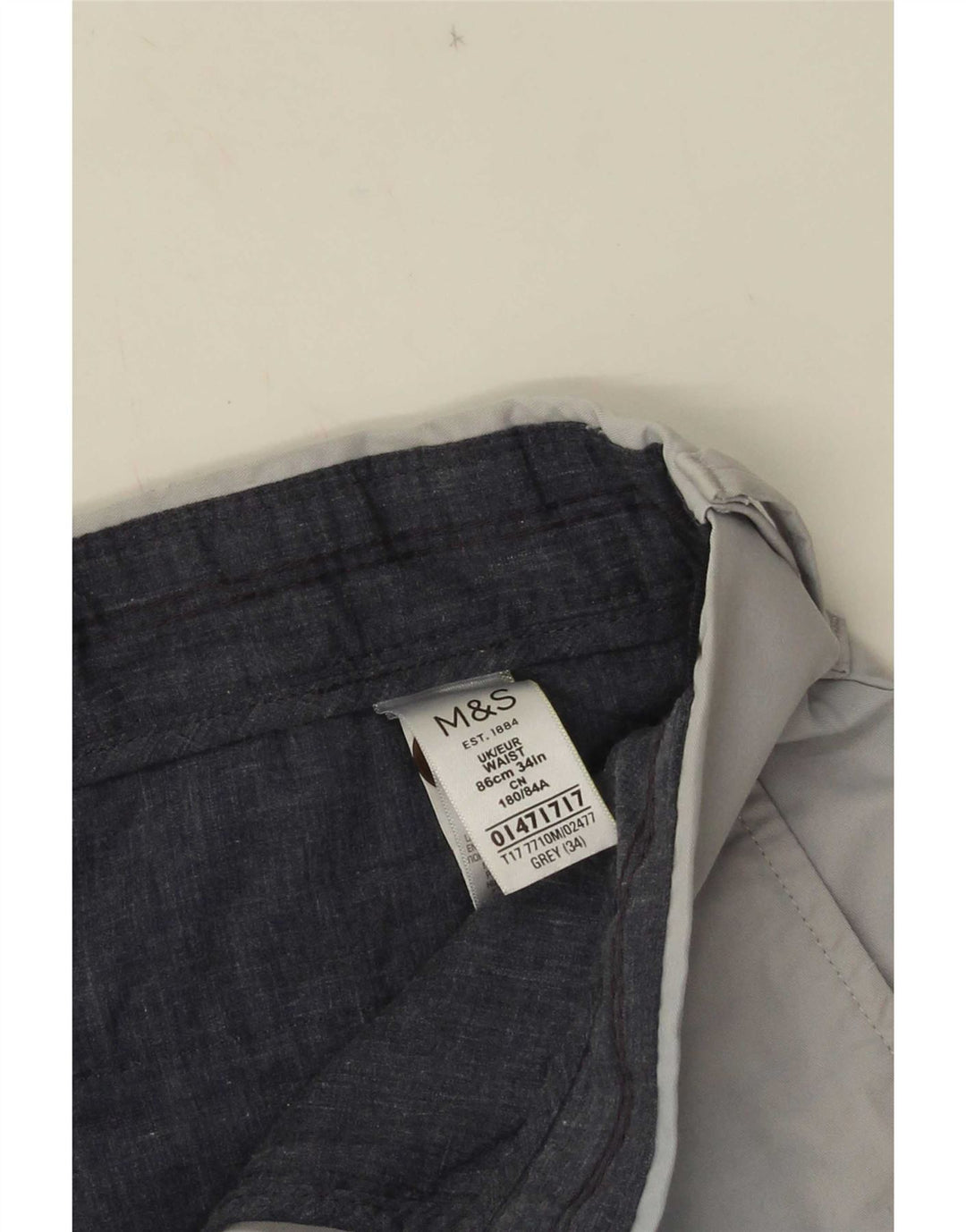 Marks & Spencer Chino Shorts til mænd W34 Large Grå Bomuld
