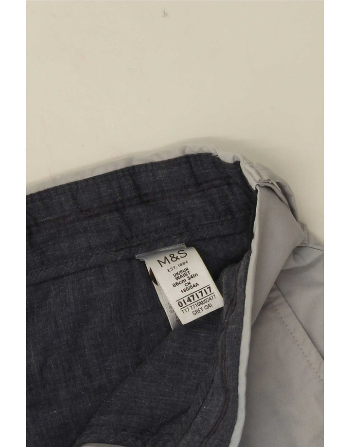 Marks & Spencer Chino Shorts til mænd W34 Large Grå Bomuld