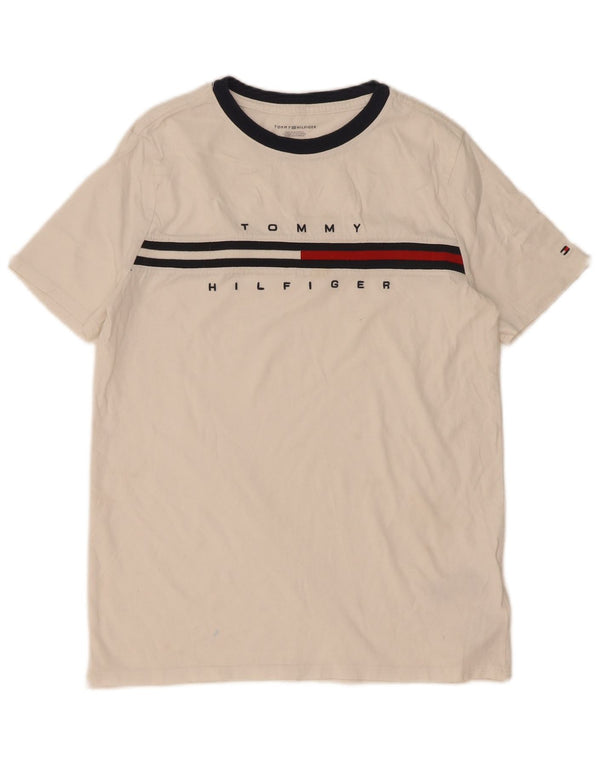 Tommy Hilfiger drenge grafisk t-shirt top 15-16 år XL hvid bomuld