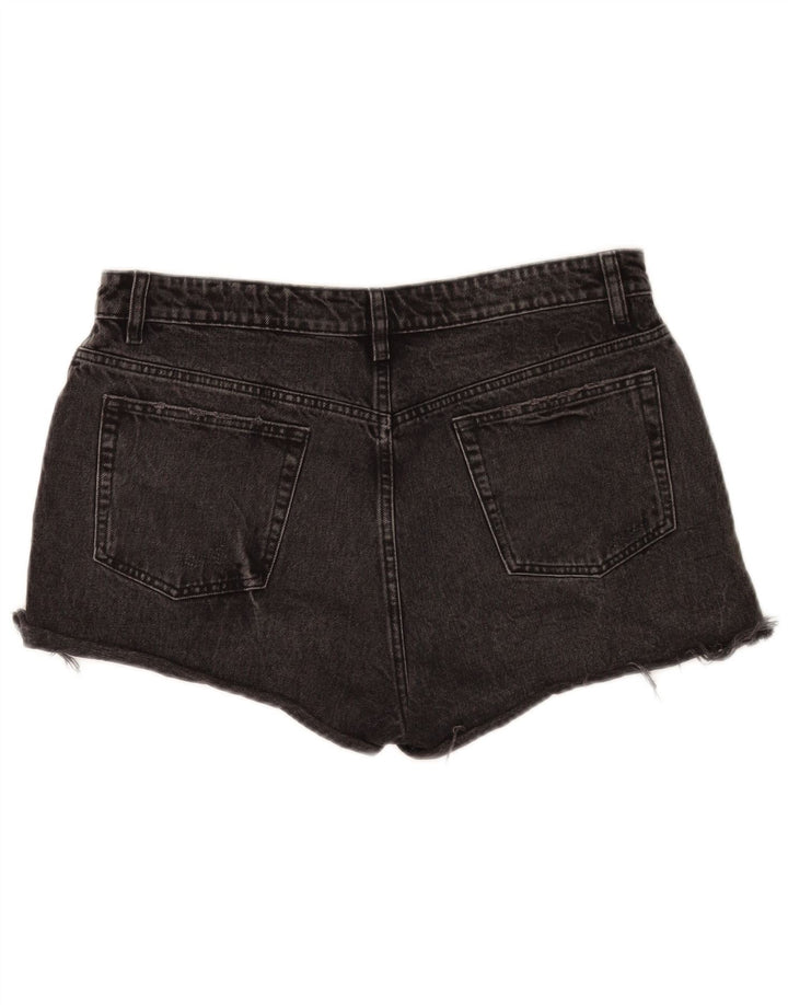 Zara Womens Distressed Denim Shorts EU 44 XL W34 Sort
