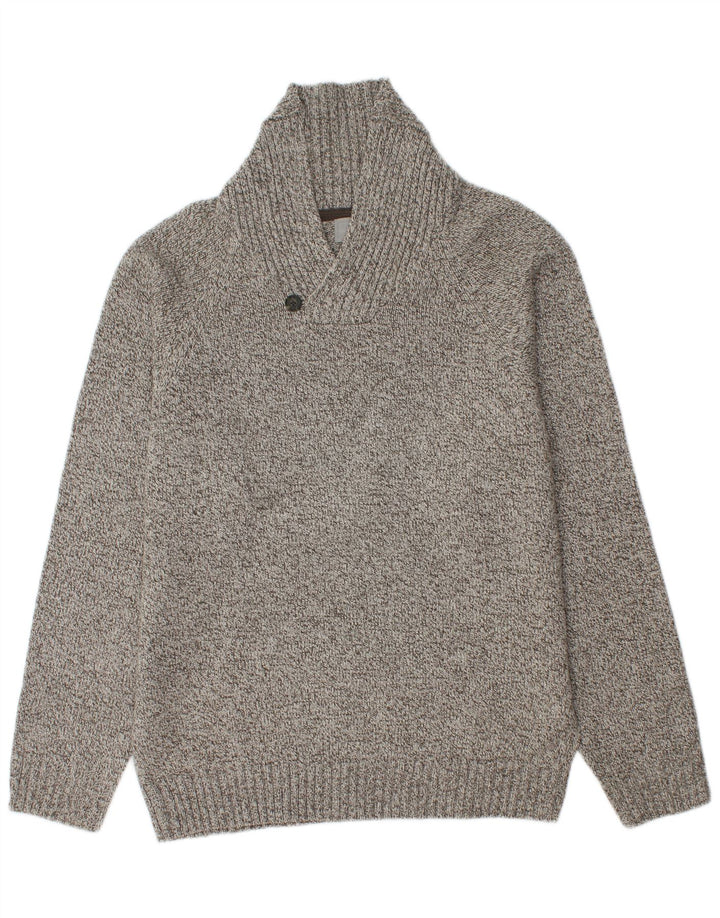 Marks & Spencer Herre Shawl Neck Jumper Sweater Medium Grey Flecked
