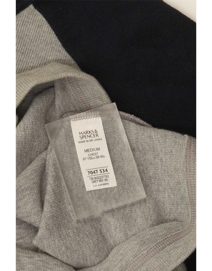 Marks & Spencer Herre Top Langærmet Medium Grey Colourblock Bomuld
