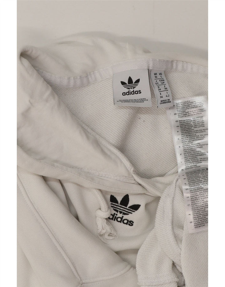 ADIDAS Dame Oversized Crop Hoodie Jumper UK 10 Small White Bomuld