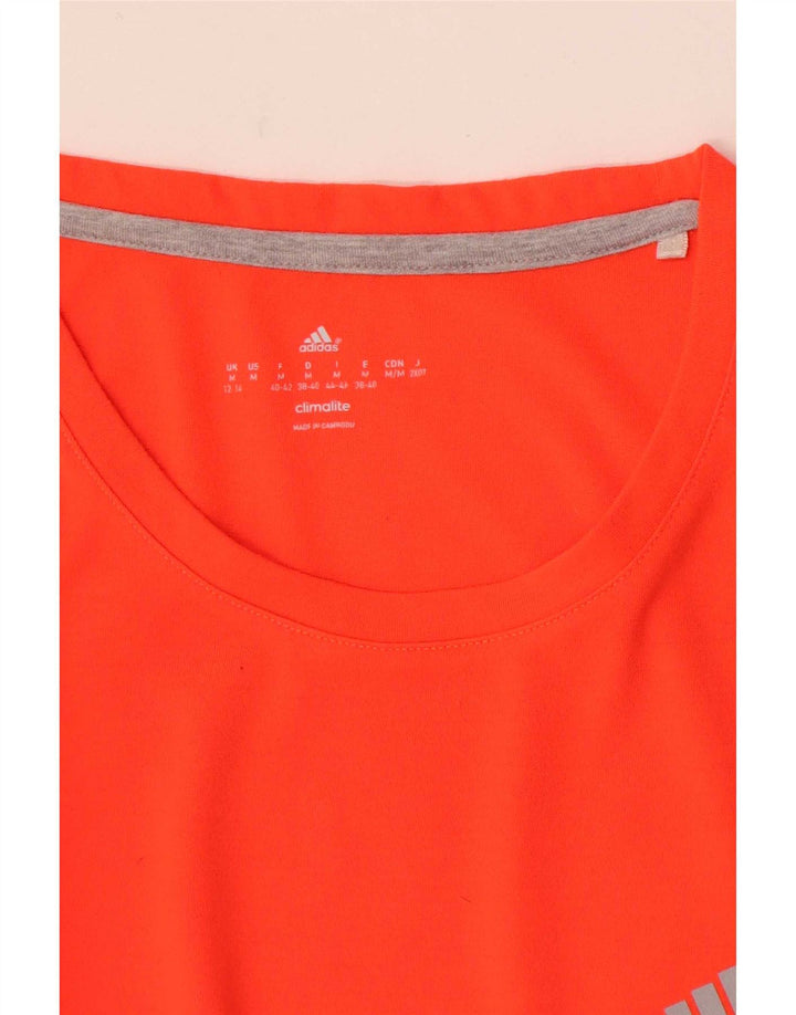 Adidas Dame Climalite T-Shirt Top UK 12/14 Medium Orange