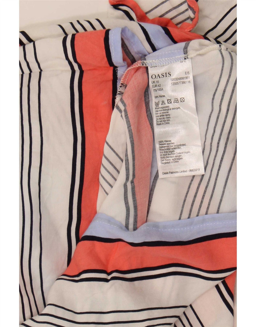 Oasis Damebluse Top UK 16 Stor flerfarvet stribet viskose