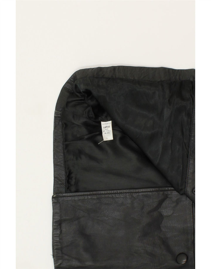 GEORGE Womens Leather Coat UK 16 Large Black Leather Vintage George and Second-Hand George from Messina Hembry 