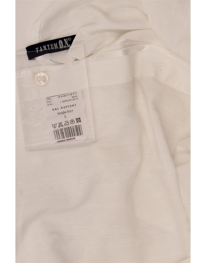 ON TANTUM Mens Shirt Large White Striped Cotton Vintage ON Tantum and Second-Hand ON Tantum from Messina Hembry 