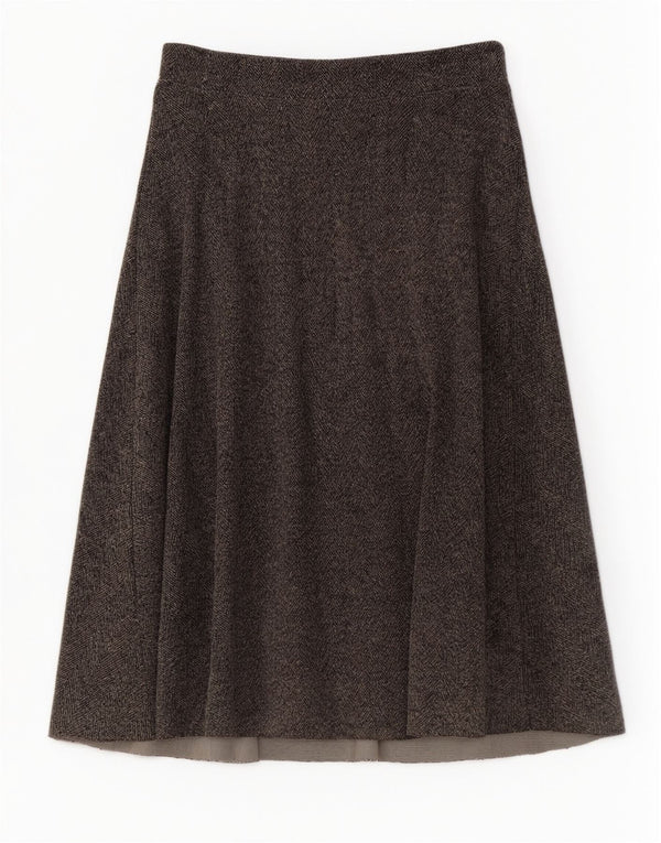 Zara Dame Midi A-Line nederdel Large W32 Grey Herringbone