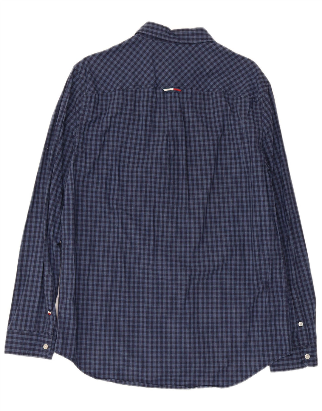 Tommy Hilfiger Herre Regular Fit Skjorte Large Navy Blue Gingham Cotton