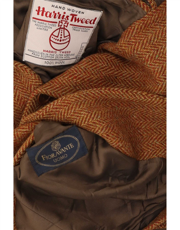 Harris Tweed Herre 2 Button Blazer Jacket IT 54 2XL Brun Sildebensuld