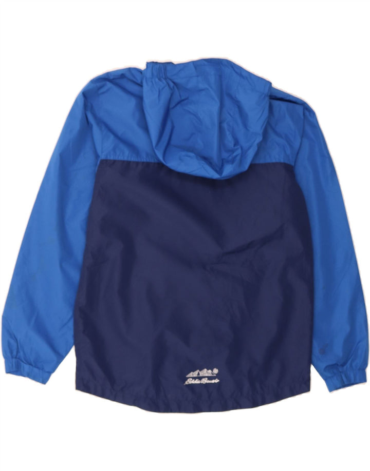 EDDIE BAUER Boys Hooded Rain Jacket 14-15 Years Large  Blue Colourblock Vintage Eddie Bauer and Second-Hand Eddie Bauer from Messina Hembry 