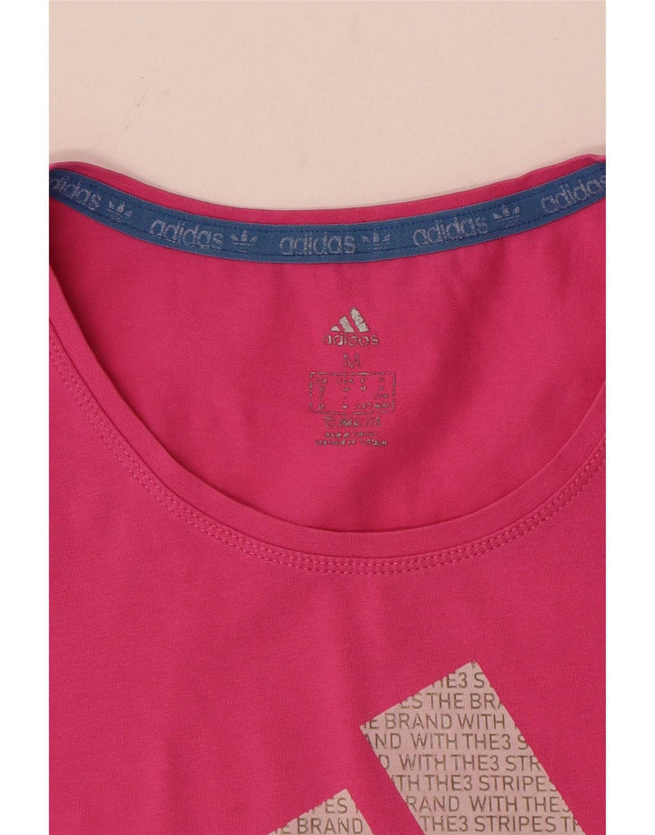 Adidas Dame Climalite Grafisk T-Shirt Top UK 12 Medium Pink