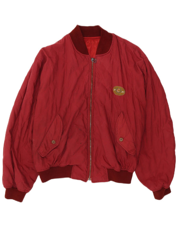 Casucci Herre Loose Fit Bomber Jacket UK 36 Small Red Colourblock Polyester