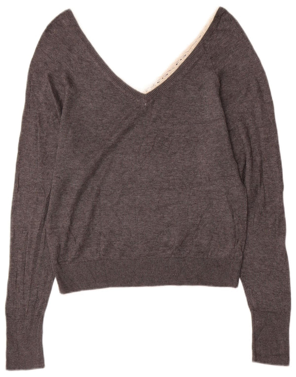 Zara Dame V-hals sweater UK 10 Small Grå