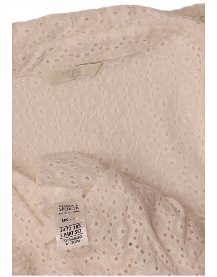 Marks & Spencer Dame Se Through Shirt Bluse UK 16 Large White