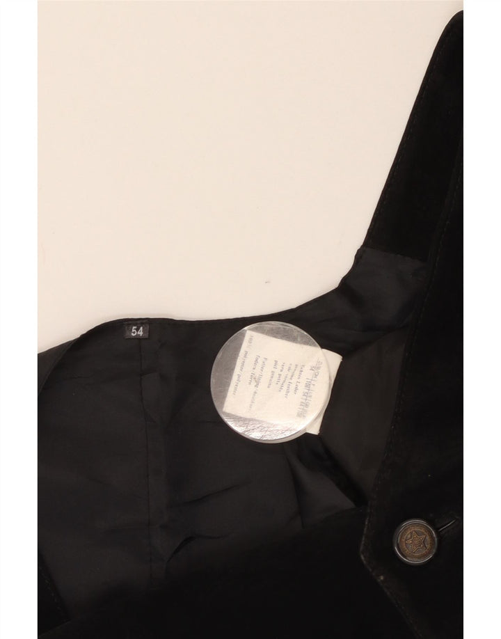 Vintage herre ruskind vest IT 54 XL sort læder