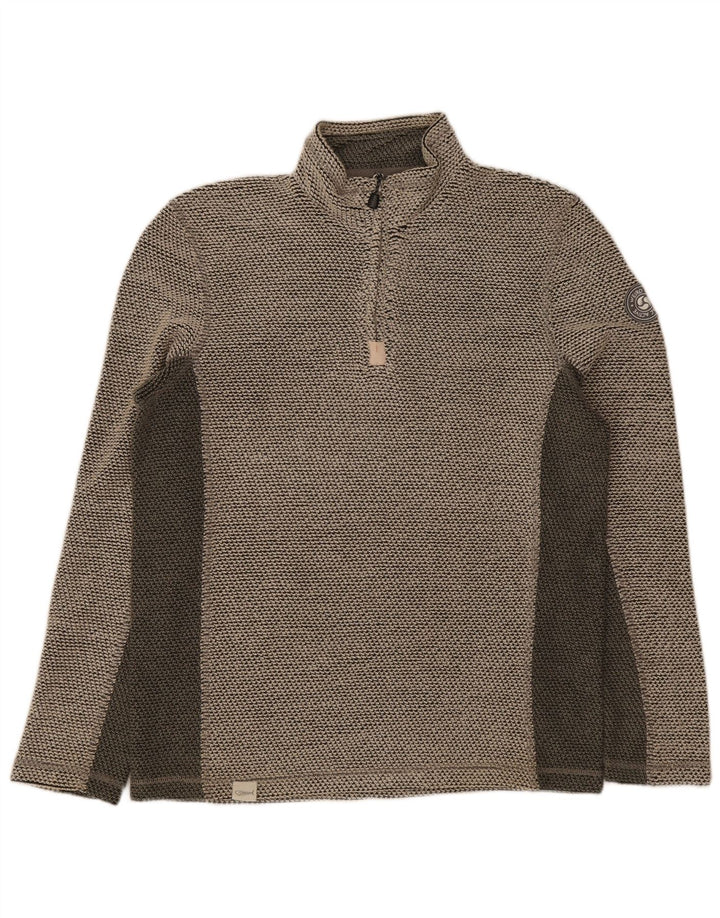 Weird Fish Herre Grafisk Zip Neck Sweatshirt Jumper Medium Grey Colourblock