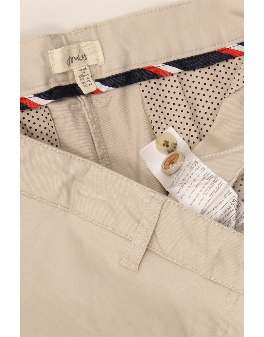 JOULES Dame Slim Cropped Trousers UK 16 Large W36 L25 Beige Bomuld